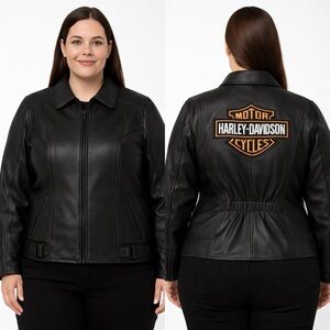 Harley Davidson Black Leather Motorcycle Jacket